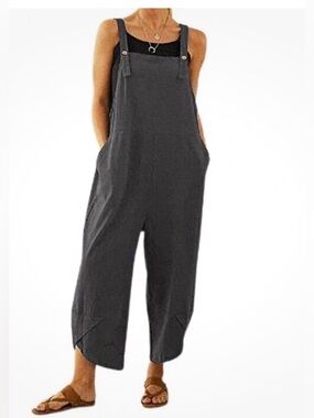 Gray cotton blend Zenana overalls size XL